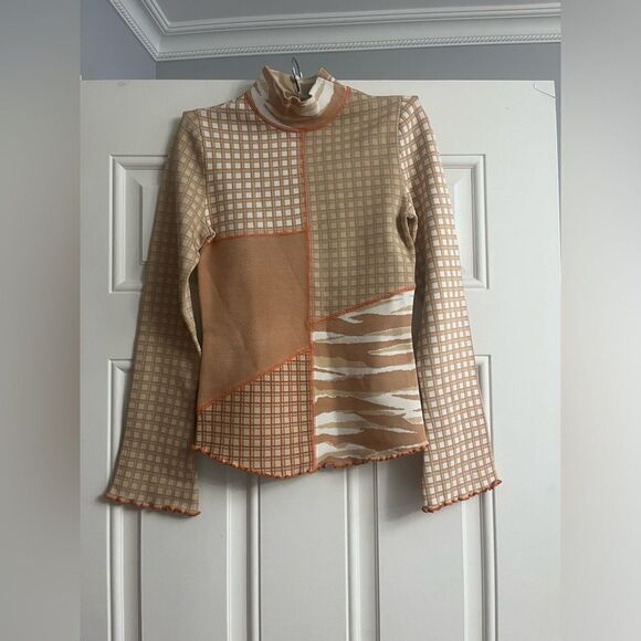 Jonathan Simkhai Xena Patchwork Pullover CaramelCombo NWT Size XS - Picture 1 of 9